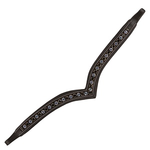 Trendy Horsekraft Customized English PU Leather Brow Band Horse Bridle Soft Padded Brown <b>Quick</b> Dry -Cob-Full <b>Linked</b> Crystals - Product Image 5