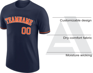 Maillots de baseball haut de gamme avec chemises en mesh de qualité supérieure et maillots à col rond à manches courtes, couleur marine et orange - Product Image 4