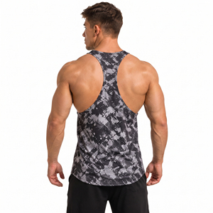 Wholesale <b>Men</b> Printed Tank Top 100% Cotton Polyester Breathable <b>Singlet</b> <b>Men</b> Gym Wear Racerback Top <b>Men</b> Workout Wear Vest Top - Product Image 3