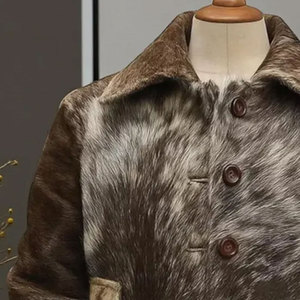 Classic Genuine Leather Women And Men Wear Cowhide Leather <b>Jackets</b> New Turn-down Collar <b>Suede</b> Cowhide <b>Jackets</b> - Product Image 5