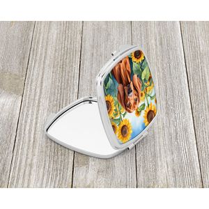 Redbone Coonhound girasoles compacto plegable de mano espejo de maquillaje portátil de viaje espejo decorativo regalo para mujeres y niñas - Product Image 2