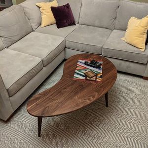 Midcentury Modern <b>Walnut</b> Coffee <b>Table</b> Handmade Solid Wood Living Room Furniture Contemporary Design Style - Product Image 1