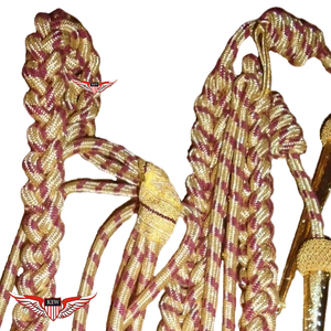 Aiguillette dorée et cramoisie, cordon d'épaule, cordon métallique avec pointes dorées métalliques - Product Image 4