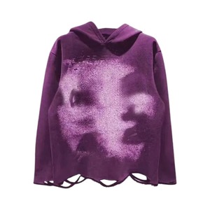เสื้อฮู้ดซิปสีชมพูแบบกำหนดเองสำหรับผู้ชาย สไตล์วินเทจ ลุคทำสีซีดแบบย้อมกรด เสื้อสเวตเชิ้ตผ้าฝ้ายหนานุ่มทรงโอเวอร์ไซส์ แต่งขาดสไตล์สตรีทแวร์ - Product Image 6