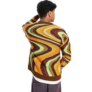 Custom LOGO <b>Men</b> Sweater Jacquard Pattern Knitwear Crew Neck <b>Pullover</b> Casual Knitted Jumper Winter Cartoon Graphic Custom Sweater - Product Image 4