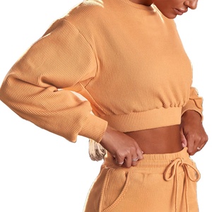 Jersey recortado de algodón 100% de talla grande personalizado para mujer, de manga larga Sudadera con capucha, ropa informal transpirable de otoño lavada - Product Image 1