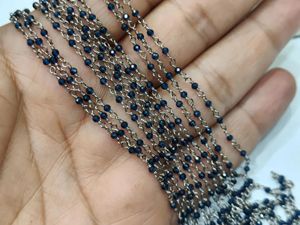 Fancy Blue Sapphire Quartz Rondelle 2mm Faceted Beaded <b>Rosary</b> Chain Wholesale Jewelry Making chain sold per foot - Product Image 3