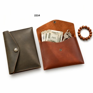 Handmade PU Leather Vintage <b>Money</b> Pouch Wallet Key Holder Cash Coin Purse <b>Envelope</b> Wallet Button Closure Unisex Card Holder RFID - Product Image 3