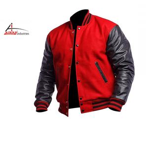Vente entière 100% Coton polyester Zippé Veste Varsity Veste Contraste Col Debout Personnaliser Logo Pull Pour Hommes - Product Image 1