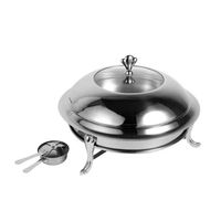 Plat de service de luxe carré en acier inoxydable avec couvercle en verre intégré, revêtement antiadhésif, construction durable, diamètre 33 cm