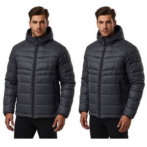 Custom Men Waterproof Hooded Stand Collar Puffer Jacket Premium Winter <b>Coat</b> with High Street Style - Product Image 3