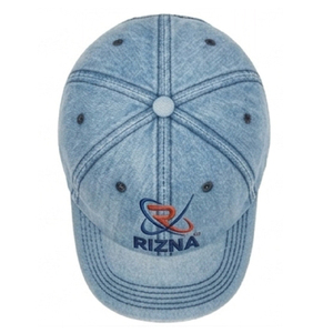 Gorra de Béisbol RIZNA de Mezclilla Twill, 6 Paneles, Ajustable, Unisex, Estilo Casual Vintage, Lavada, con Logotipo Bordado en 3D en el Panel Frontal, Azul, Algodón, Metal - Product Image 2
