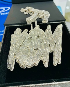 Hochwertiger, einzigartiger KBM-Buchstaben-Anhänger mit Pistolen-Charm, versilbert, Moissanit, Hip-Hop-Stil, Unisex-Schmuckgeschenk - Product Image 3