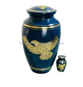 โกศโลหะเคลือบสีฟ้าสำหรับขี้เถ้ากระดูกมนุษย์สลักลายกุหลาบเป็นของที่ระลึกงานตามสั่ง - Product Image 5