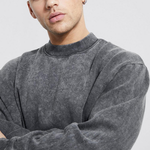 Sudadera de Cuello Redondo para Hombre, Estilo Vintage, de Alta Calidad, con Forro, Estampado Personalizado, 100% Algodón, Lavado Ácido, Superventas - Product Image 6
