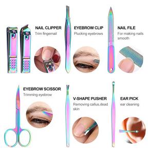 7 In 1 Stainless Steel Manicure <b>Kit</b> <b>Nail</b> Clipper Eyebrow Scissor File Pusher Ear Pick Portable Luxurious Set For Adult - Product Image 5