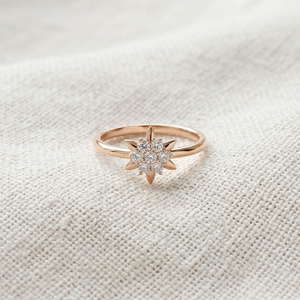 Bague Fleur Plaqué Or Rose avec Diamant, Bijou Minimaliste Floral pour Mariage et Fête, Diamant de Laboratoire, Cadeau Unisexe - Product Image 4