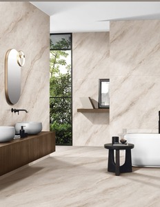 Carrelage mural aspect marbre beige 1200x1800, carrelage céramique décoratif biseauté pour salle de bain, salon - Product Image 1