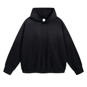 Sudadera con capucha de algodón grueso con efecto lavado ácido y desgastado, estilo vintage, para gimnasio, streetwear, OEM, serigrafía y bordado - Product Image 5