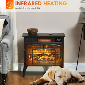 Stufa Elettrica Nera da 1500W con Fiamma Realistica e Temperatura Regolabile, Riscaldatore a Infrarossi Moderno - Product Image 6