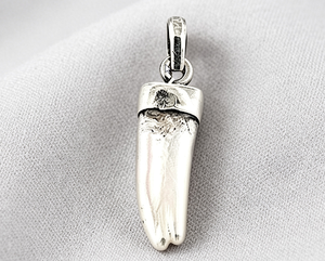 Art Palace <b>Silver</b> Plated Faux Pearl Animal Tooth Pendant Themed Classic Unisex Everyday Wear - Product Image 1