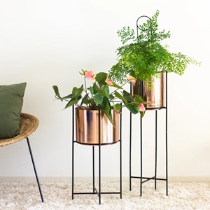 Metal Planter with <b>Stand</b> Elevated Decorative <b>Plant</b> Pot Indoor Outdoor Garden Planter for Home Balcony Living Room Office Decor - Product Image 2