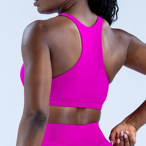 Top deportivo de fitness para mujer, cómodo, con diseño dinámico, tipo racer, con almohadillas para el pecho, para yoga, running y gimnasio, elástico, tipo chaleco, ropa interior deportiva - Product Image 1