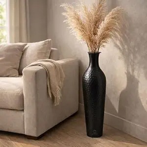 Vase de sol moderne en cuivre mat, style vintage, pour table, salon, arrangement de fleurs séchées, écologique - Product Image 3