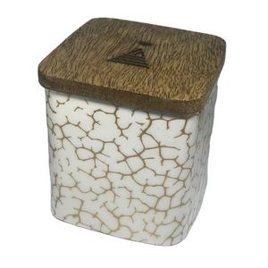 Pot de bougie en résine avec lignes dorées blanches, 50 pièces, haute qualité, en fer métallique, pour la fabrication de bougie avec couvercle en bois - Product Image 1