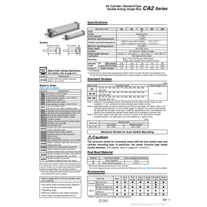 กระบอกลมนิวเมติก SMC CA2B100-250Z ชิ้นส่วนนิวเมติก - Product Image 2