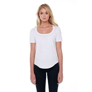 T-shirt pour femmes 100% coton à col en U 3,5 oz. NOIR Taille XS - Product Image 1