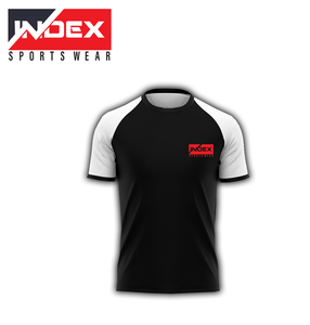 Camiseta Deportiva de Manga Raglán para Hombre, Color Negro y Blanco, de Secado Rápido, Cuello Redondo, Corte Regular, Tejido Jersey, Marca INDEX - Product Image 1