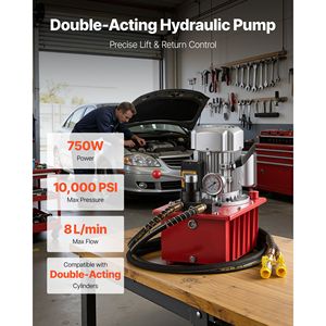 Pompa Idraulica Elettrica 10.000 PSI 750W 120V a Doppio Effetto con Valvola Manuale - Unità di Potenza Idraulica Manuale - Product Image 2