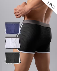 Men's Breathable Knitted Compression Sports Shorts Black White Navy Polyester Cotton Athletic Shapewear Quick Dry Eco-Friendly - Product Image 3