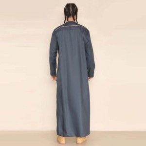 Men Islamic Robe Muslim <b>Kaftan</b> Long Sleeve Neck Solid Color Floor Length Polyester Lightweight Breathable Vintage Casual Dubai - Product Image 5