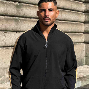 Chaqueta Deportiva con Capucha y Cierre para Hombre, Negra, con Forro Polar de Algodón, Secado Rápido, Transpirable, Corte Regular, Resistente al Viento, para Invierno - Product Image 1