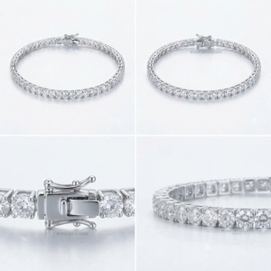Jewelry 925 Sterling Silver Round Shape Classic White <b>Topaz</b> Hip Hop Tennis Handmade <b>Bracelet</b> 3-4mm for Party & Wedding Gift - Product Image 4