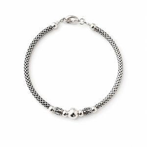 925 Sterling <b>Silver</b> Mesh Chain Beaded Bracelet High Polish Classic Unisex Fashion Jewelry Daily Wear Gift Party Elegant Handmade - Product Image 4