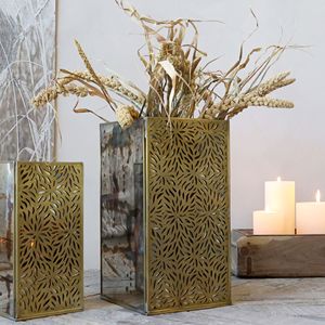 Wholesale Brass Antique Metal Glass <b>Hurricane</b> <b>Candle</b> Holder Tabletop Vase for Home and Events Decorations - Product Image 5