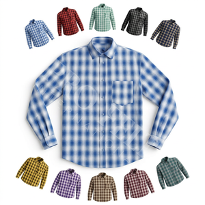 Camisa de Vestir a Cuadros de Franela de Algodón 100% de Alta Calidad para Otoño e Invierno, Manga Larga, Casual, con Botones, Personalizada - Product Image 1