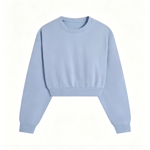 เสื้อสเวตเชิ้ตแขนยาวทรงครอป คอกลม ไหล่ตก สไตล์ลำลอง สปอร์ต ใส่ได้ในฤดูหนาว ผ้าฝ้าย 100% สำหรับผู้หญิง - Product Image 5