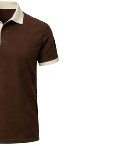 Polo de Algodón Marrón Personalizado para Hombre con Cuello y Puños en Contraste Beige, Corte Clásico, Casual, Verano, Suministro al por Mayor OEM - Product Image 4