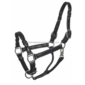 Licol de cheval en cuir noir roulé Western avec raccord en laiton à prix de gros direct d'usine personnalisation disponible - Product Image 4