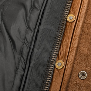 Blouson de moto en cuir marron de haute qualité pour homme, manches longues, respirant, coupe-vent, hiver, logo personnalisable sur le devant - Product Image 6