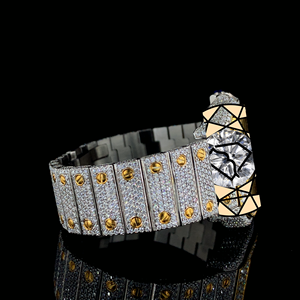 Luxury Lab Diamond Square <b>Case</b> Analog Quartz <b>Watch</b> Sapphire Crystal Butterfly Clasp Unisex Yellow Gold Plated Fashion 20mm Band - Product Image 3