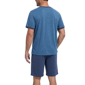 Ensemble de t-shirts et shorts décontractés pour hommes de qualité supérieure, design personnalisé, manches courtes, couleur unie, tissu tricoté écologique - Product Image 4