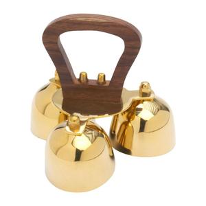 Campana Clásica de Latón Dorado con Mango de Madera Oscura y Superficie Pulida Lisa para Altar de Iglesia y Decoración Tradicional - Product Image 3