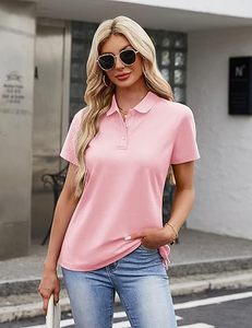 Camisetas Polo Casuales de Tela para Mujer, Camisetas Polo Transpirables de Manga Corta 100% Algodón de Alta Calidad con Logotipo Personalizado - Product Image 1
