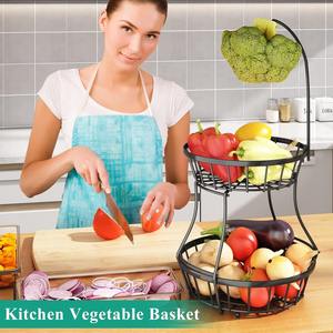 Panier à fruits et légumes empilable en métal, support de rangement pour bananes, organisateur de comptoir de cuisine en fil métallique, vente en gros - Product Image 5