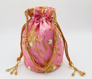 Elegante Bolsa Potli Bordada a Mano, Estilo Étnico Indio, para Regalos de Boda, Recuerdos de Fiesta, Accesorios Nupciales, Trabajo de Aguja - Product Image 4